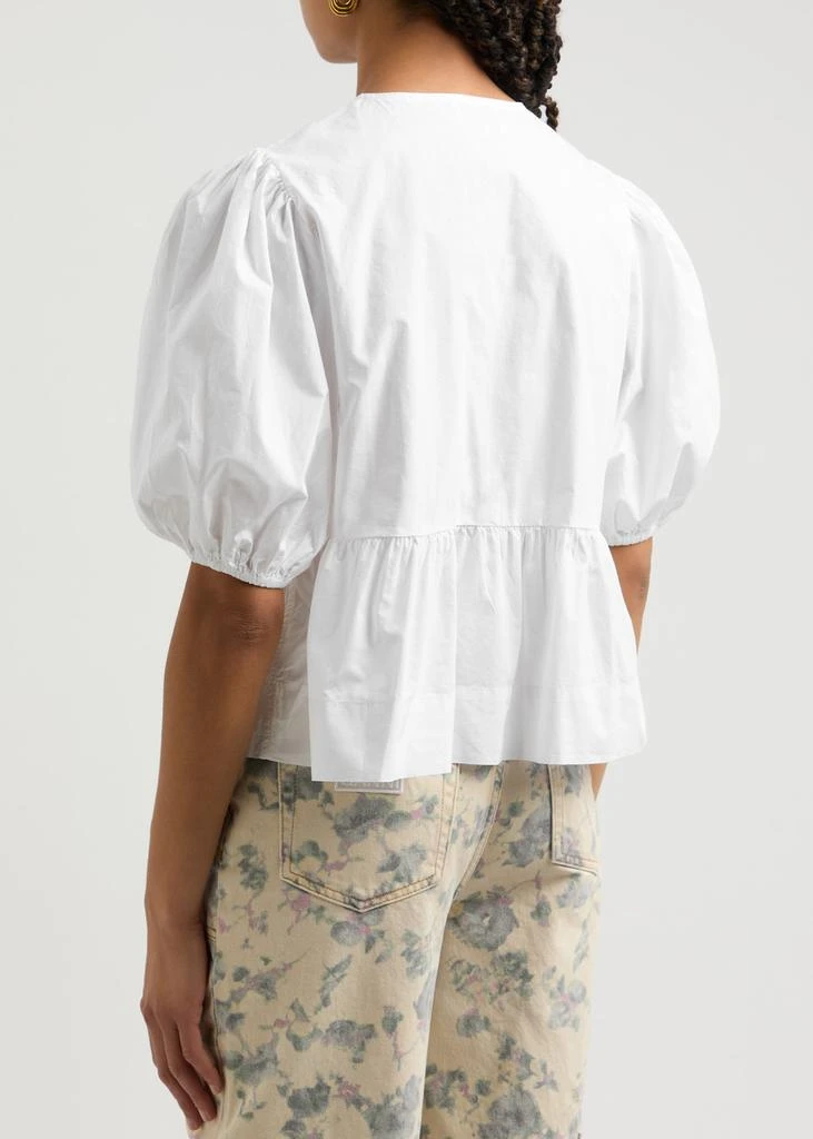 Ganni Tie-front cotton-poplin blouse 3