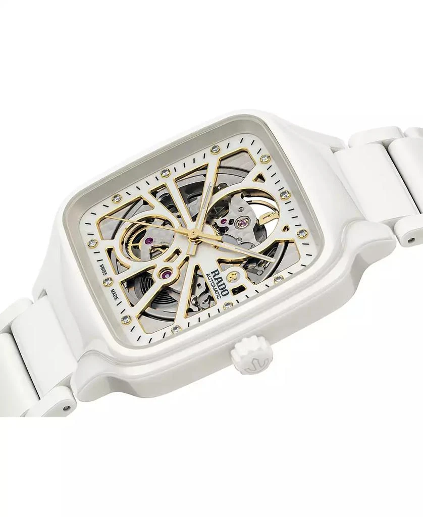 Rado Women's Swiss Automatic True Square Diamond (1/10 ct. t.w.) White Ceramic Bracelet Watch 38mm 3