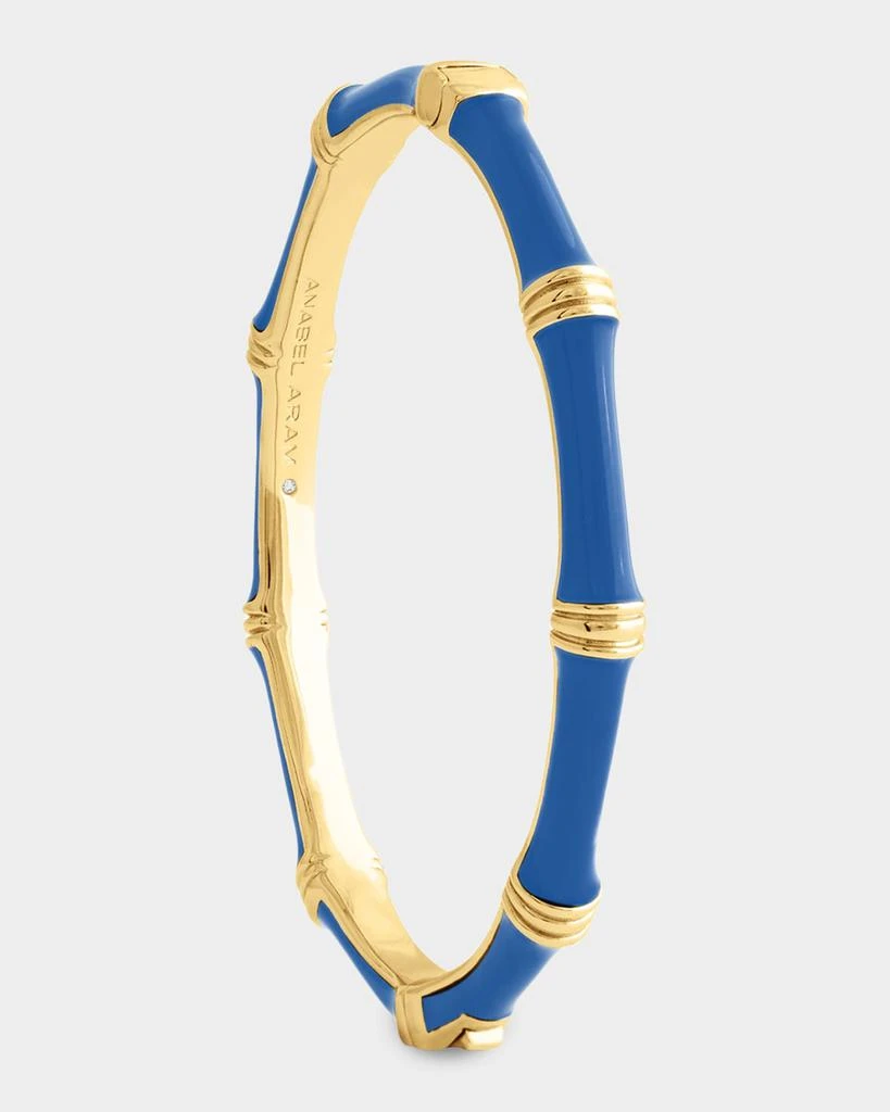 Anabel Aram Jewelry Bamboo Enameled Hinged Bangle, Blue 2