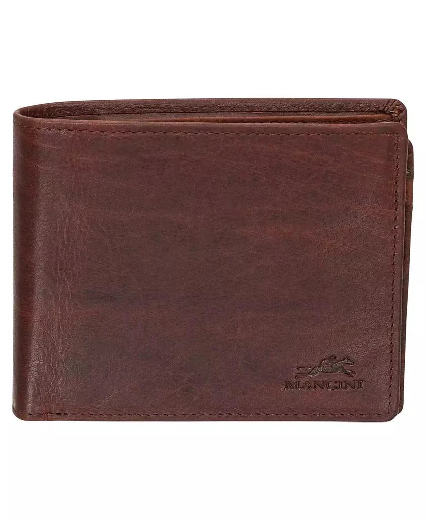 Mancini Leather Goods Men's Buffalo RFID Secure Center Wing Billfold Wallet 1