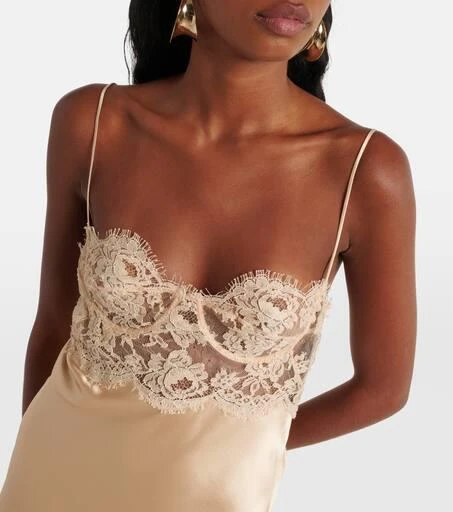 Yves Saint Laurent Lace-trimmed silk satin slip dress - Dresses & Skirts -  Free Shipping - BeyondStyle