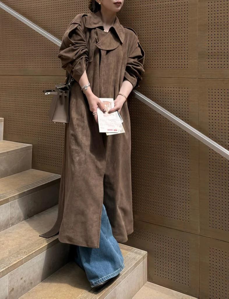 Pixie Market Brown Oversized Suede Trench Coat-PREORDER 7