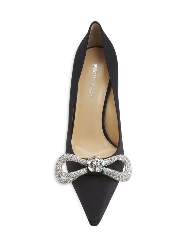 Mach & Mach 90MM Rhinestone Embellished Bow Satin Pumps 5