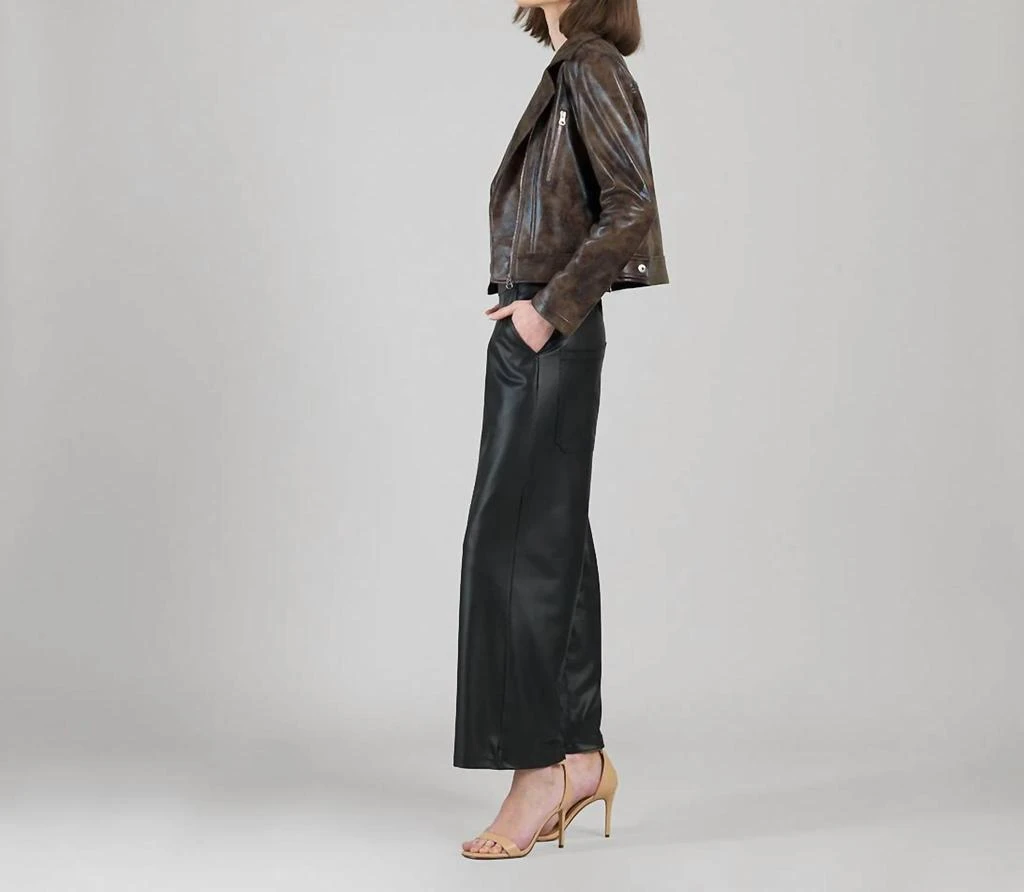 CLARA SUNWOO Clara Sunwoo - Vegan Leather Distressed Zip Cuff Moto Waist Jacket 3