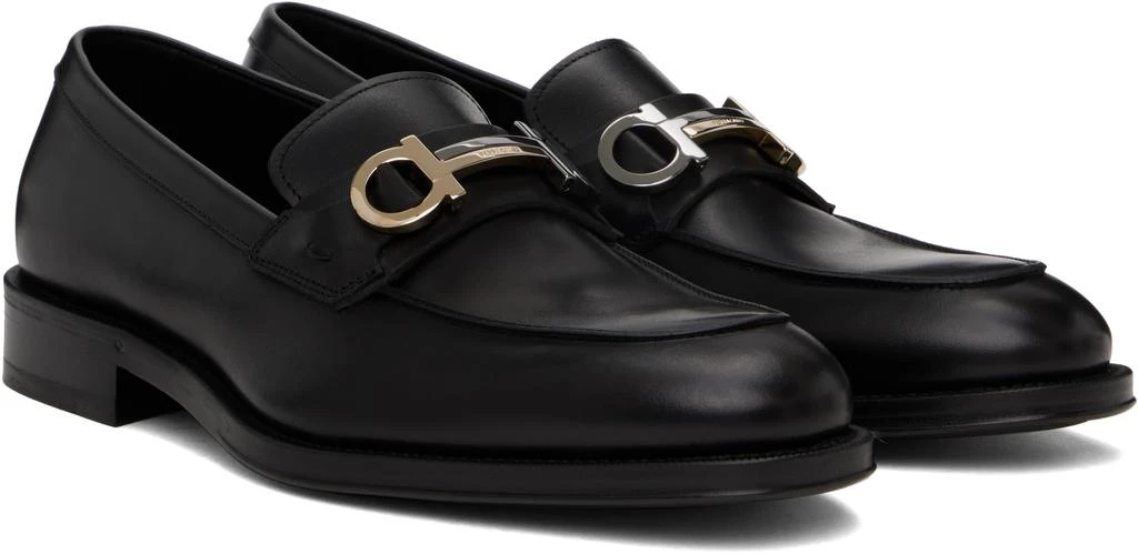 Ferragamo Black Gancini Ornament Loafers 4