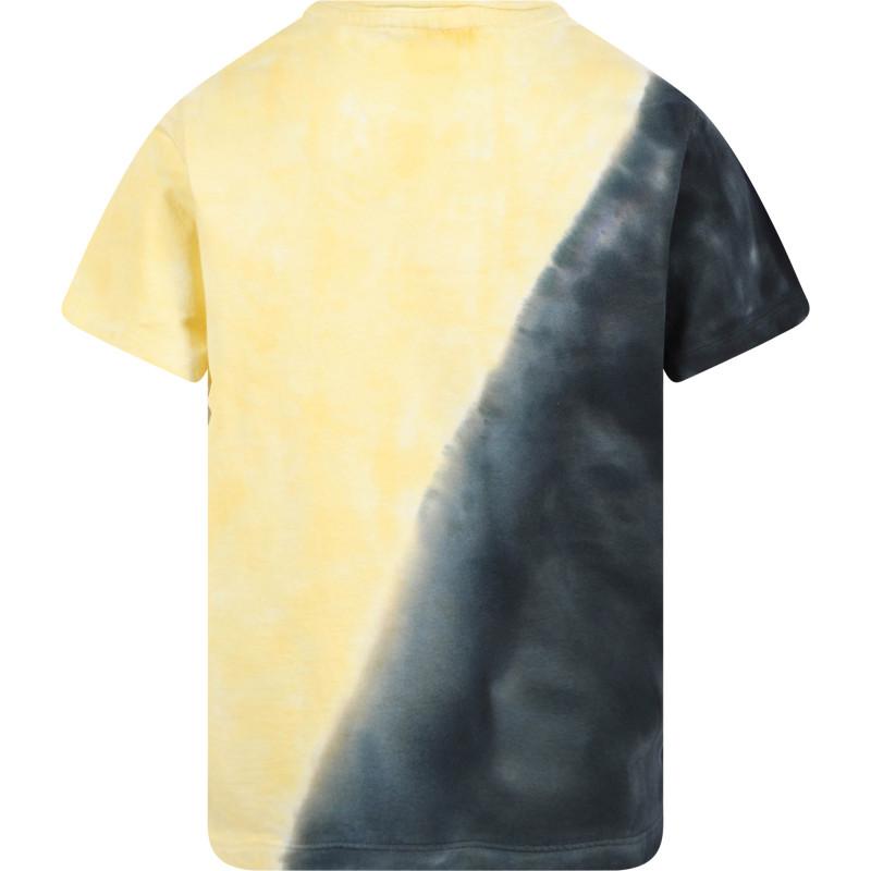Loud Apparel Loose fit ombre logo t shirt in black and pastel yellow