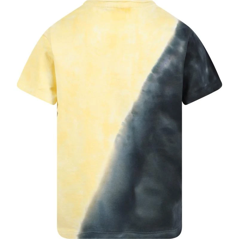 Loud Apparel Loose fit ombre logo t shirt in black and pastel yellow 2