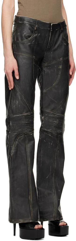 Blumarine Black Distressed Leather Pants 2