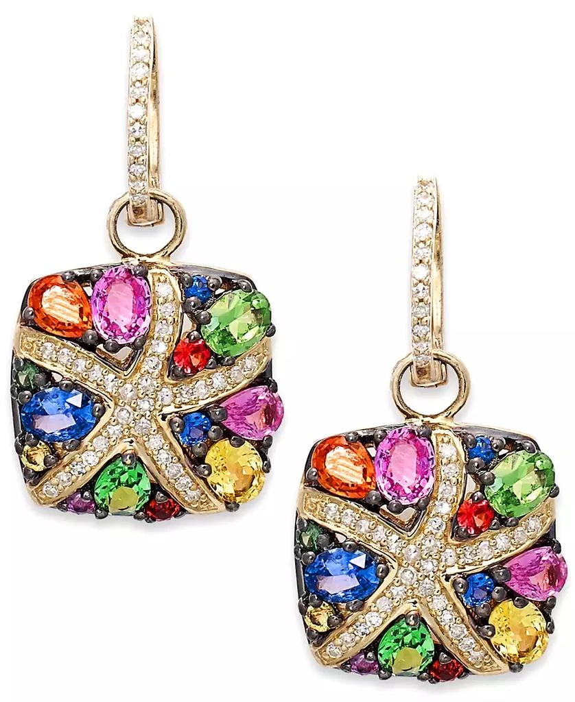 Effy EFFY® Multicolor Sapphire (3-1/3 ct. t.w.) and Diamond (1/4 ct. t.w.) Starfish Earrings in 14k Gold, Created for Macy's 1