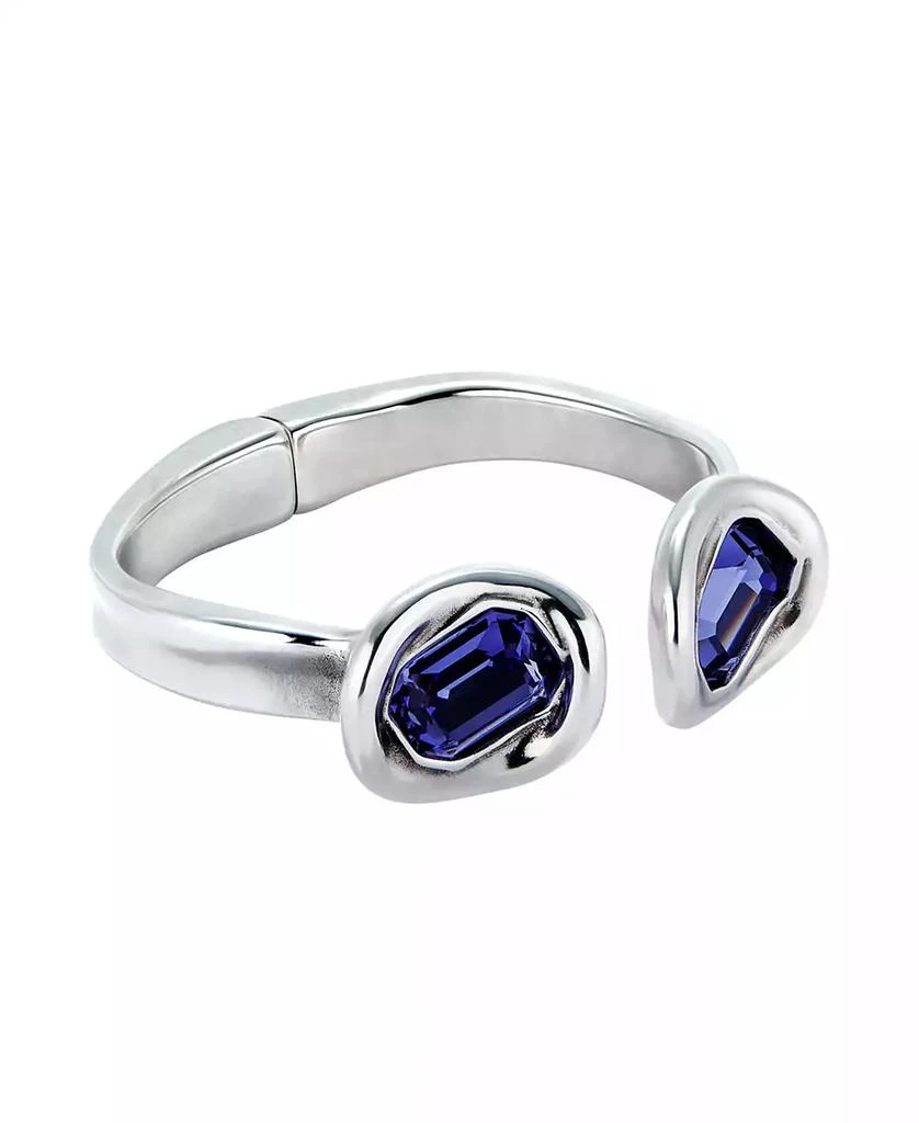 UNOde50 Rigid Metal Alloy Bracelet Plated in Sterling Silver with Two Purple Faceted Crystals 2