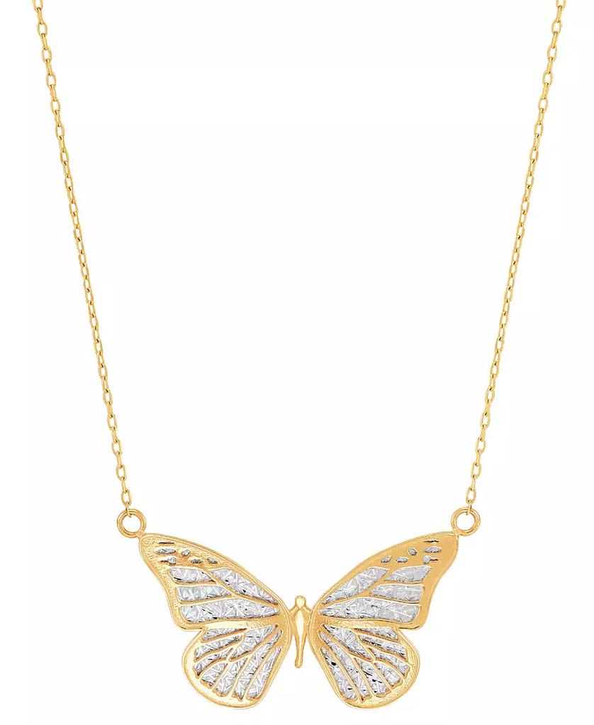 Italian Gold Two-Tone Butterfly 18" Pendant Necklace in 10k Gold