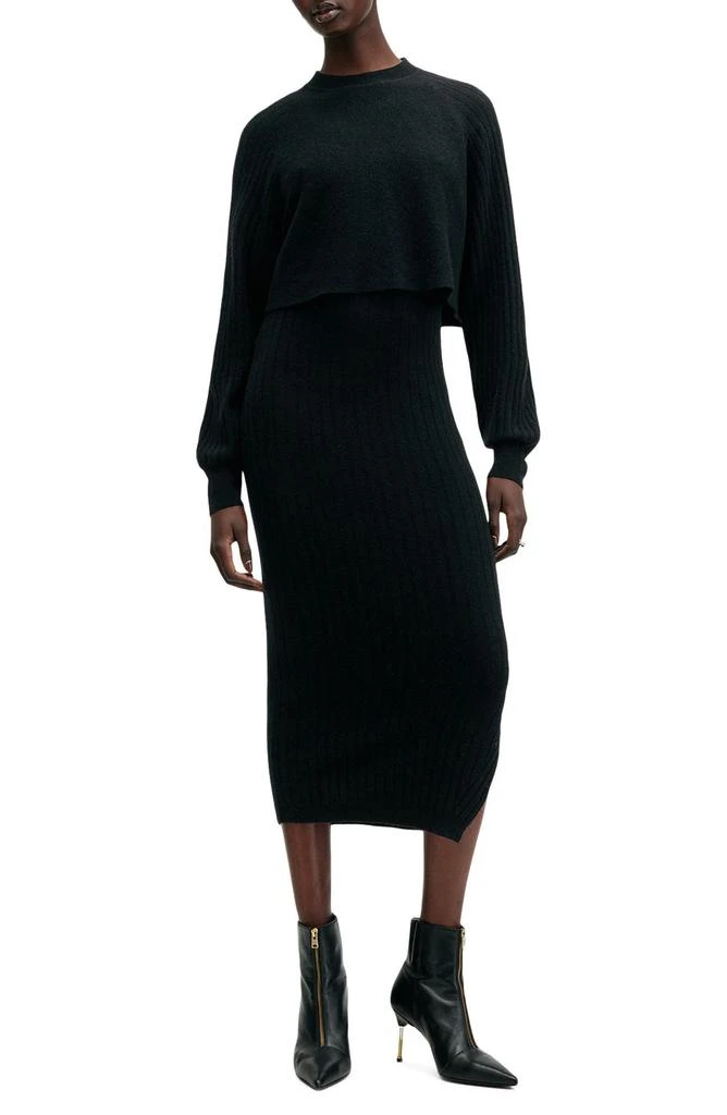 ALL SAINTS Margot Rib Wool Blend Crop Sweater & Midi Sweater Dress Set 1