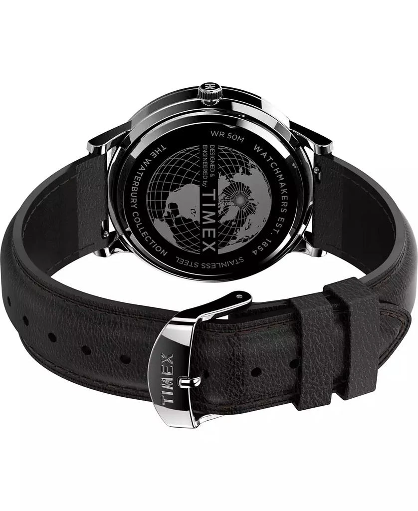 Timex Men
s Waterbury Black Leather Strap Watch 40 mm 4