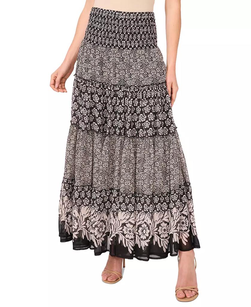 【ThreeTimes】 Smocking dream skirt CeCe Women's Printed Tiered Smock-Waist Maxi Skirt - Compare