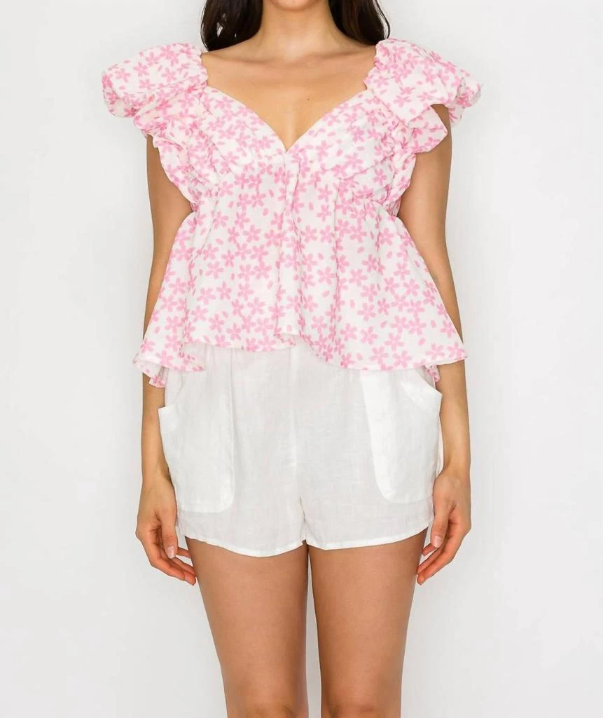 Meet Me in Santorini Meet Me In Santorini - Petal Splash Top And Short Set