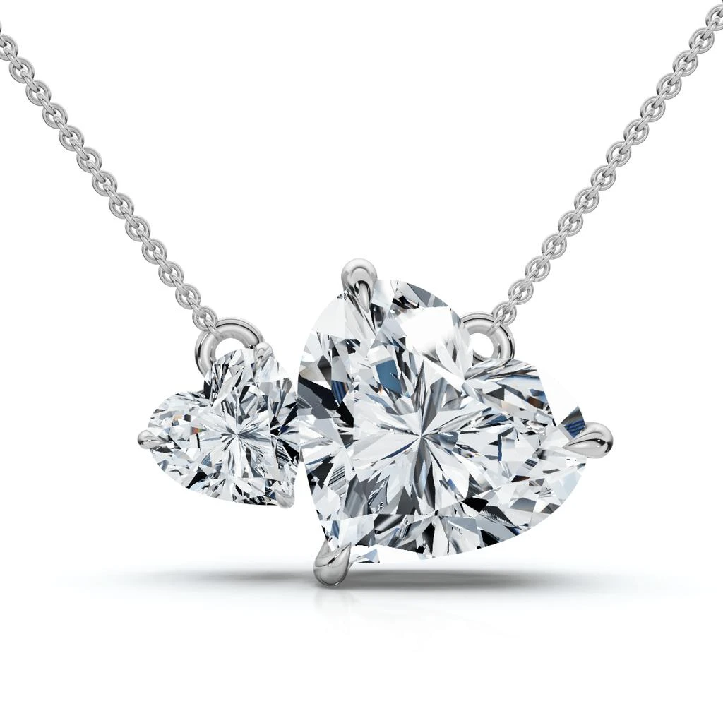 Pompeii3 1/2Ct Heart Cut Toi Et Moi Forever Us Pendant 14k Gold Lab Grown