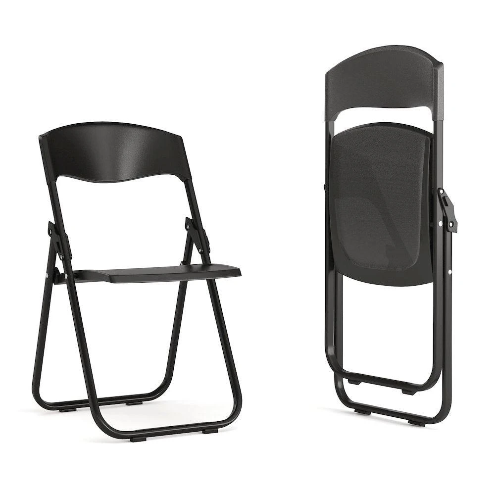 Flash Furniture 2 Pack 500 lb. Capacity Heavy Duty Black Plastic Folding Chair 1