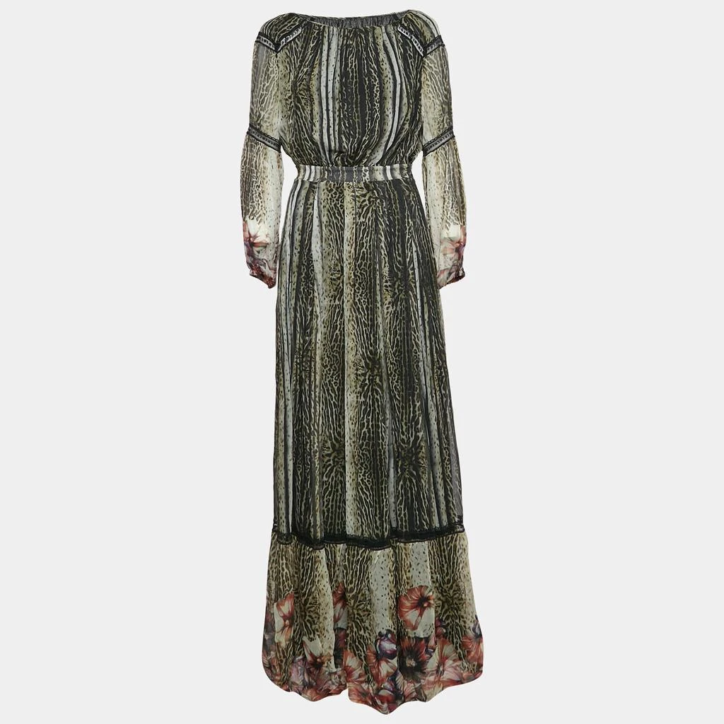 roberto cavalli dress green Green Printed Sleeveless Dress – Maison-B-More Global Store main image 1