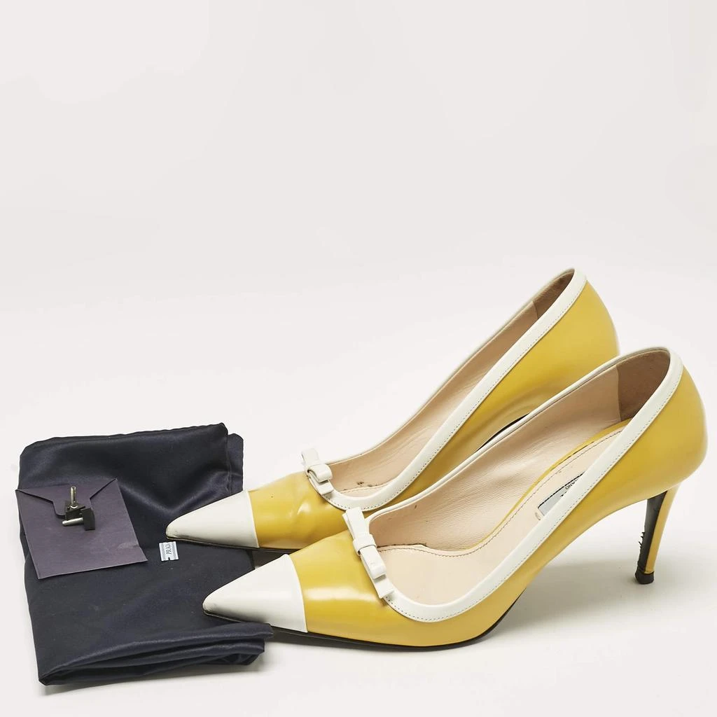Prada Prada Two Tone Leather Bow Pointed Toe Pumps Size 39 9
