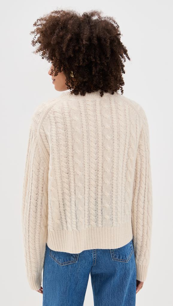 White + Warren Cashmere Cropped Cable Crew Sweater
