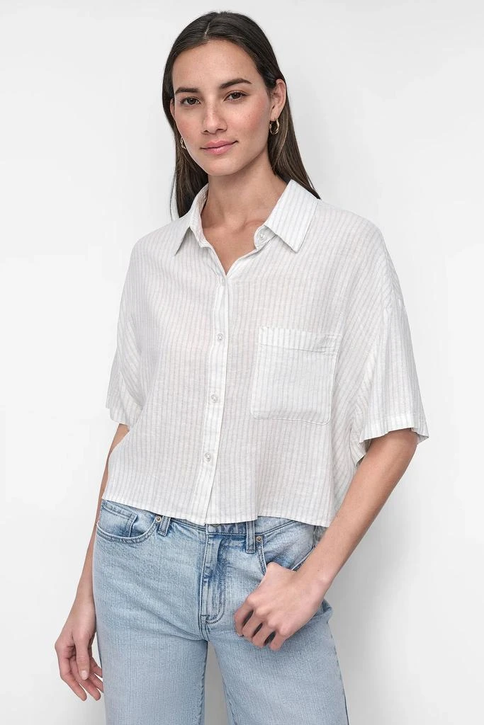 DKNY CROPPED LINEN-BLEND SHIRT 4