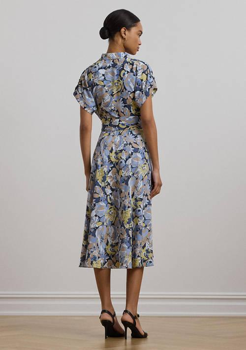 Ralph Lauren Women's Floral Belted Crepe Dress