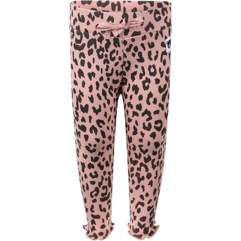 Huxbaby Leopard print ribbed logo leggings in pink and black