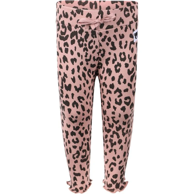 Huxbaby Leopard print ribbed logo leggings in pink and black 1