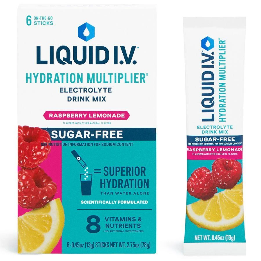 Liquid I.V. Sugar-Free Hydration Multiplier Powdered Electrolyte Drink Mix Raspberry Lemonade 3