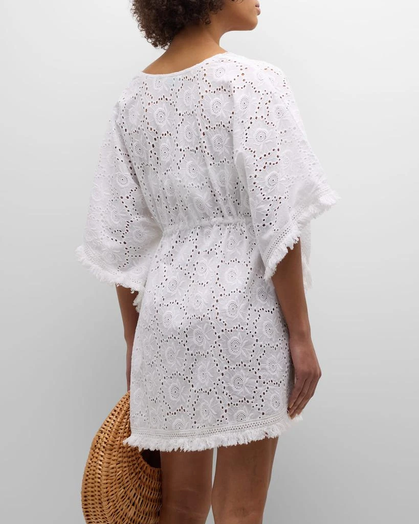 Melissa Odabash Ivy Lace Crochet Fringe-Trim Mini Dress 5