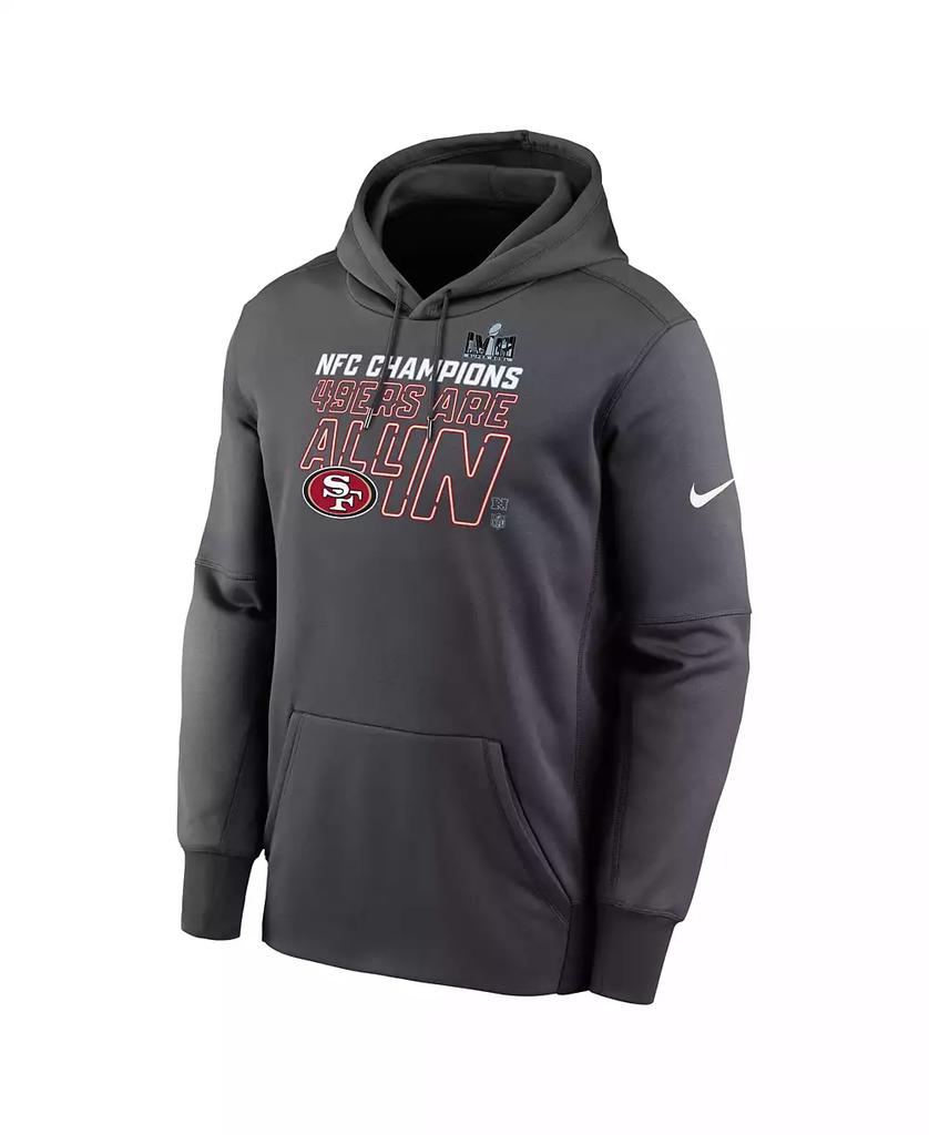 NIKE Men's Anthracite San Francisco 49ers 2023 NFC Champions Locker Room Trophy Collection Pullover Hoodie