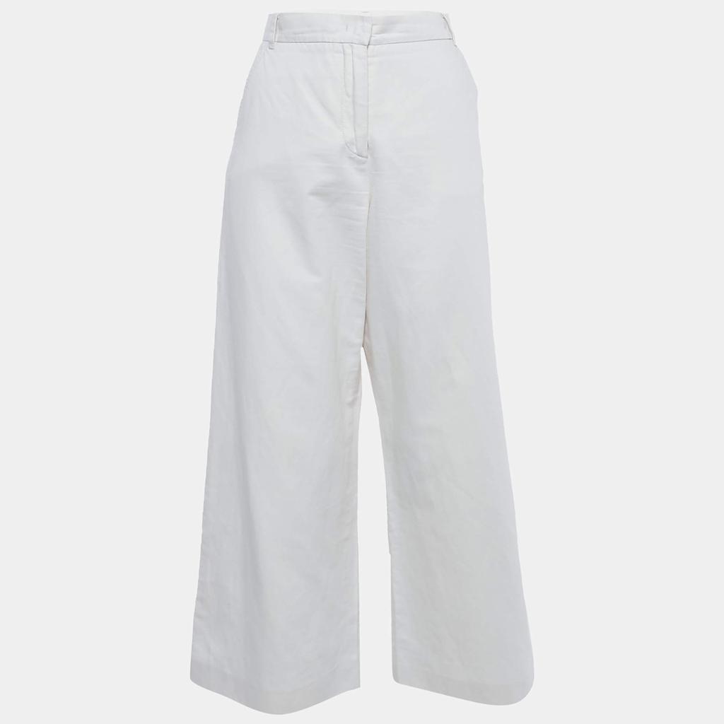 Weekend Max Mara Weekend Max Mara Cream Gabardine Wide-Leg Trousers S