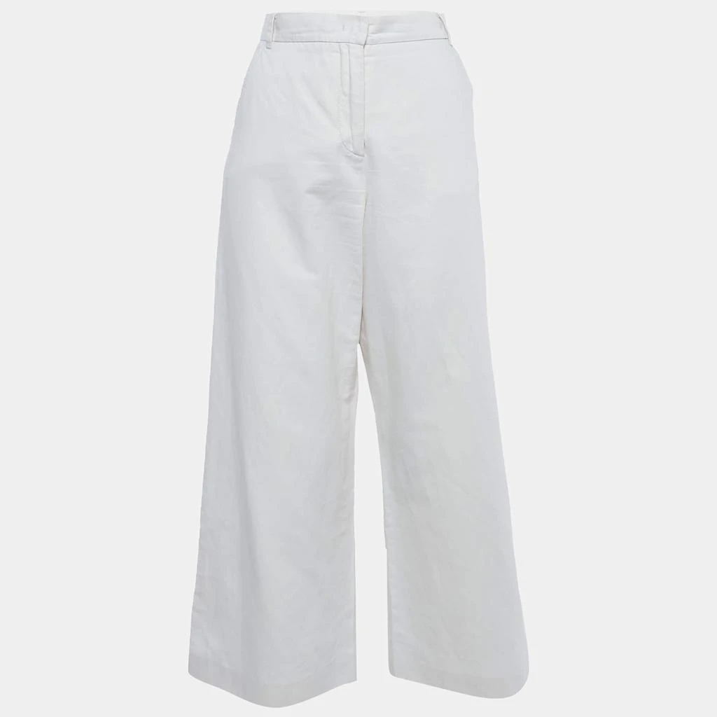 Weekend Max Mara Weekend Max Mara Cream Gabardine Wide-Leg Trousers S 1