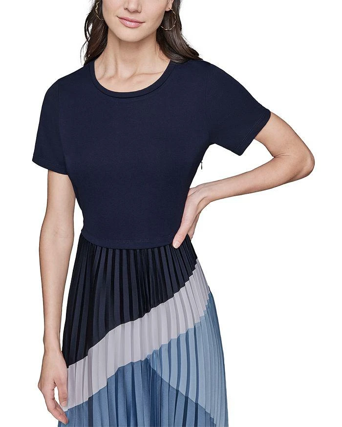 jersey knit dresses for work Evie Ribbed-Knit Jersey Dress Navy / Regular / 1X main image 1