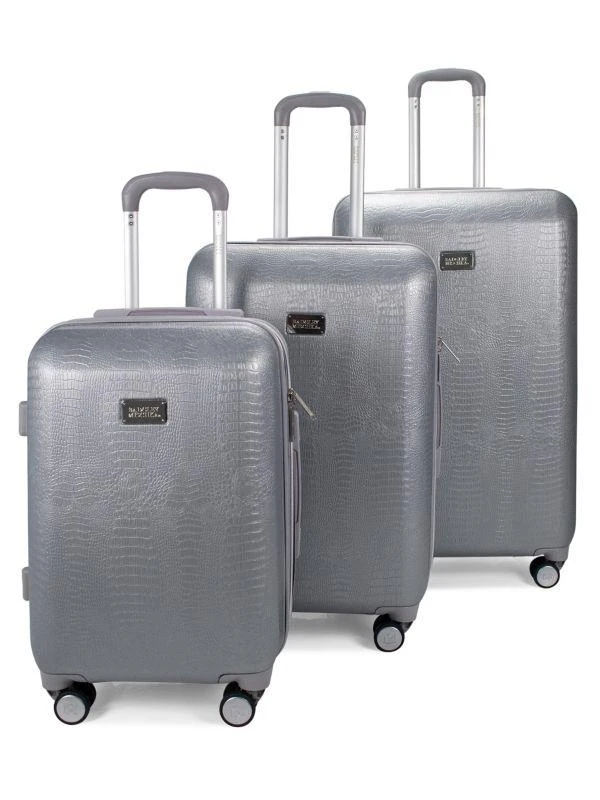 Badgley Mischka 3-Piece Snakeskin-Embossed Spinner Suitcase Set 1