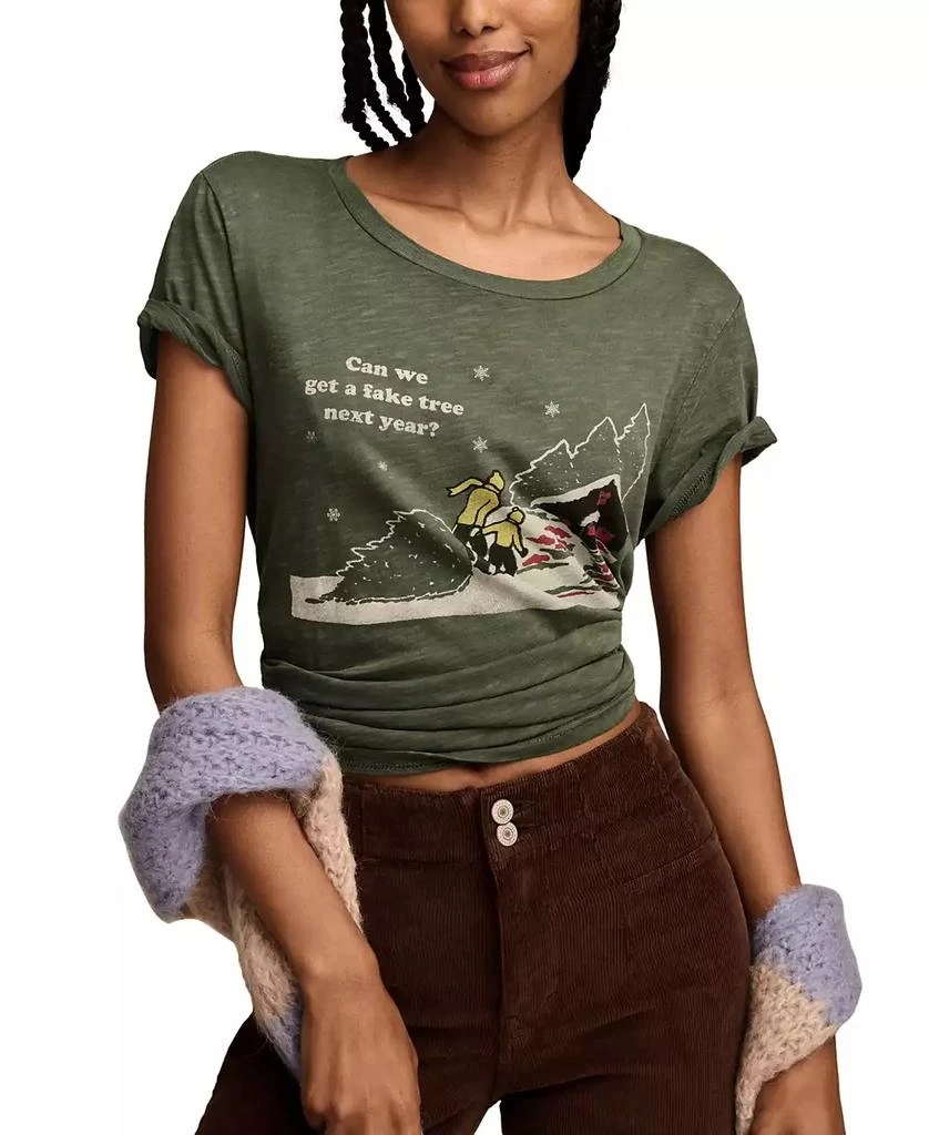 Lucky Brand Women's Can We Get A Fake Tree Next Year Cotton T-Shirt 1