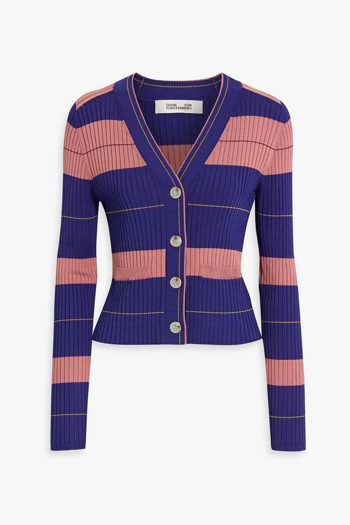 Diane von Furstenberg Tereza striped ribbed-knit cardigan 1