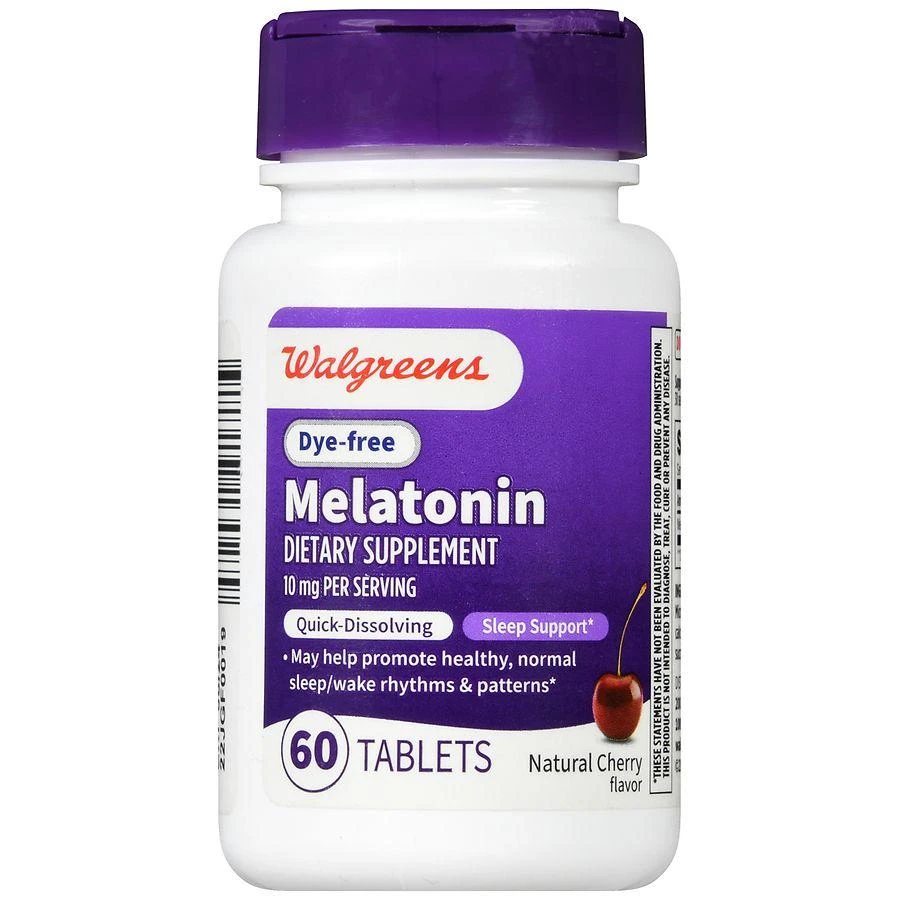 Walgreens Dye Free Melatonin 10 mg Quick-Dissolving Tablets (60 days) Natural Cherry 2