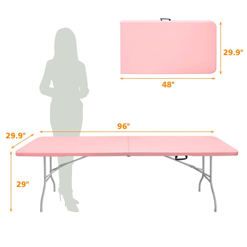 Streamdale Furniture Streamdale 8ft Pink Folding Table - Portable & Durable
