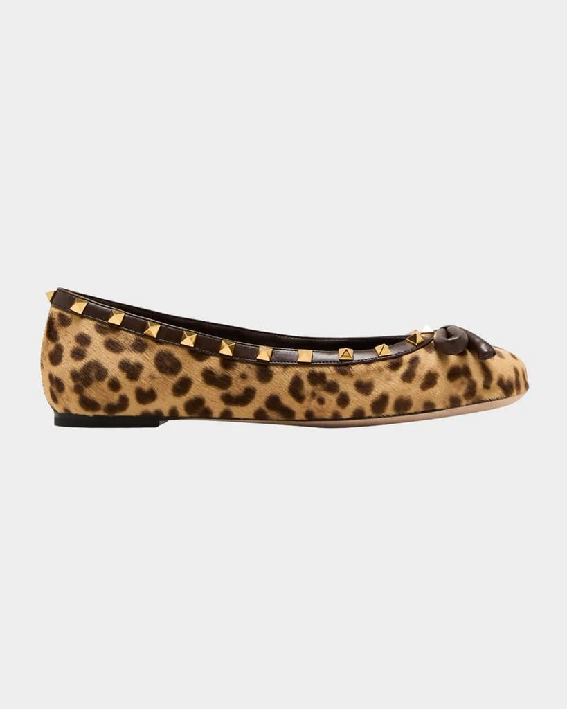 Valentino Rockstud Leopard Bow Ballerina Flats 1
