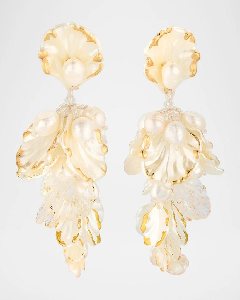 Oscar de la Renta Large Mixed Petal Drop Earrings 1