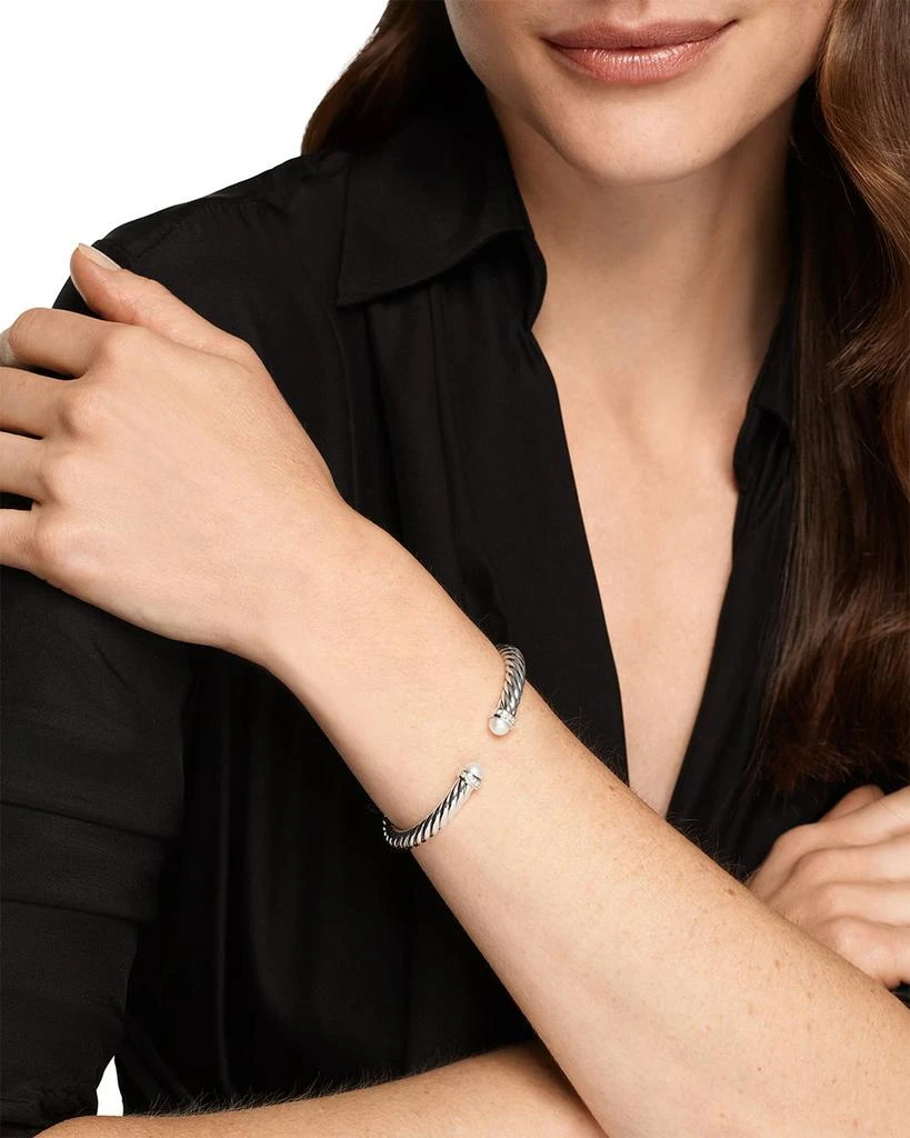 David Yurman Cable Flex® Bracelet in Sterling Silver with Pearls and Diamonds, 6mm 2