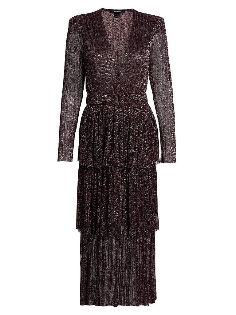 Sabina Musáyev Carry Tiered Belted Metallic Dress 1