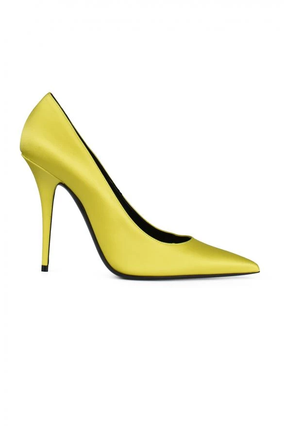Yves Saint Laurent Luxury women's shoes marilyn saint laurent yellow satin pumps 1