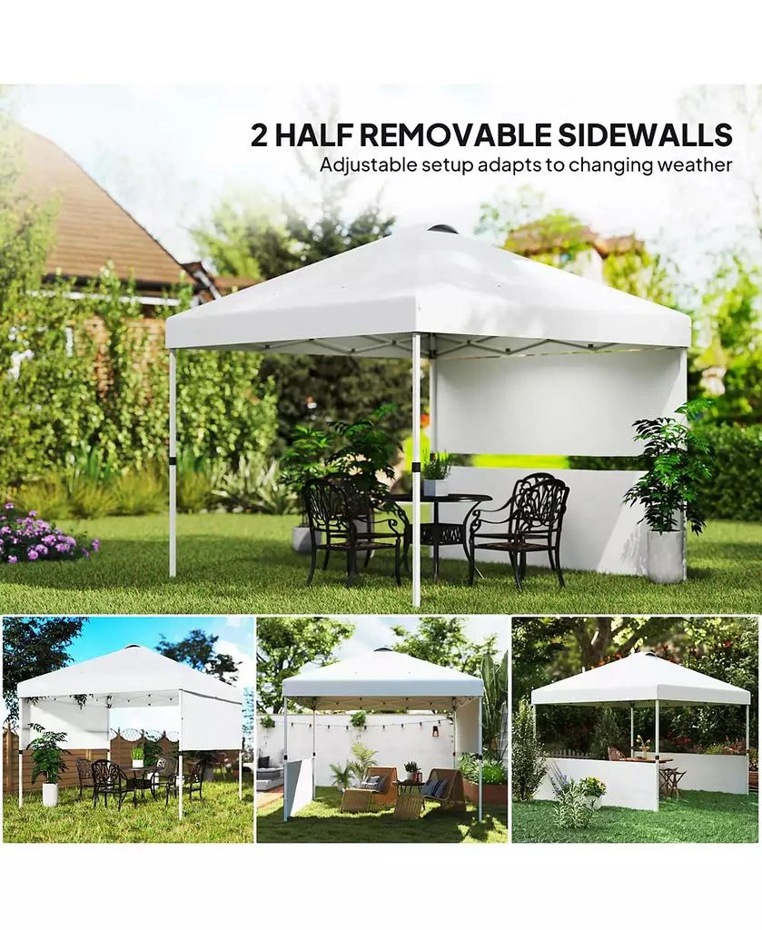 Outsunny 10
 x 10
 Pop Up Canopy Tent with 2 Half Sidewalls, Dark 4