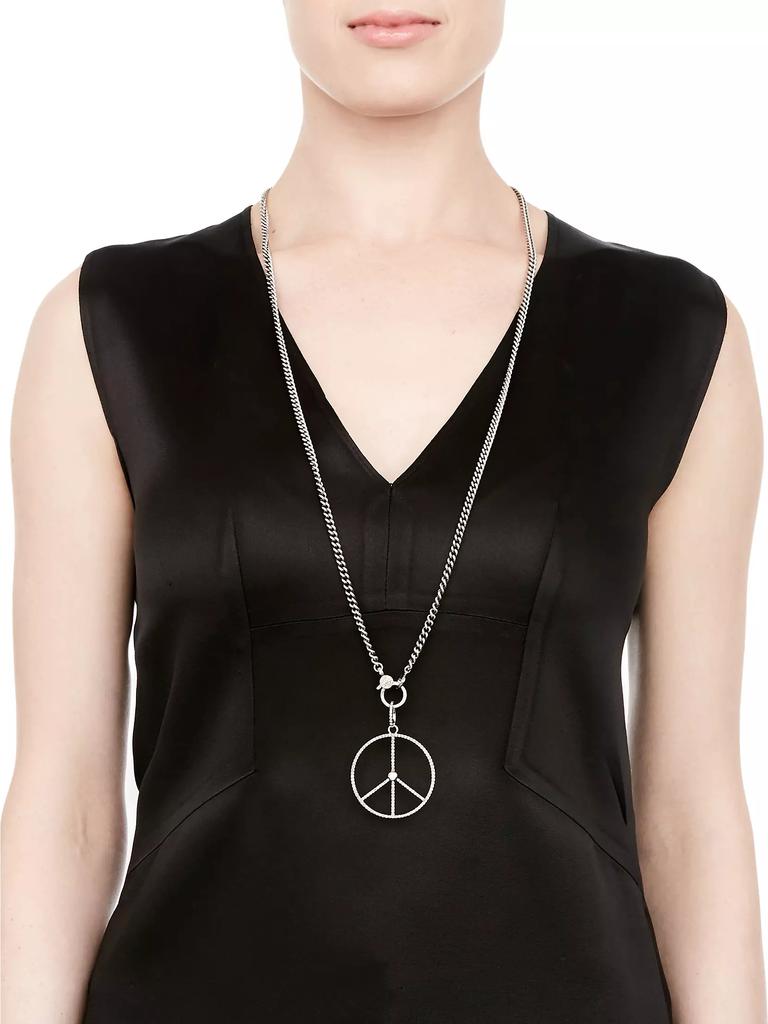 Sheryl Lowe Peace Sign Sterling SIlver & 1.72 TCW Diamond Pendant Necklace
