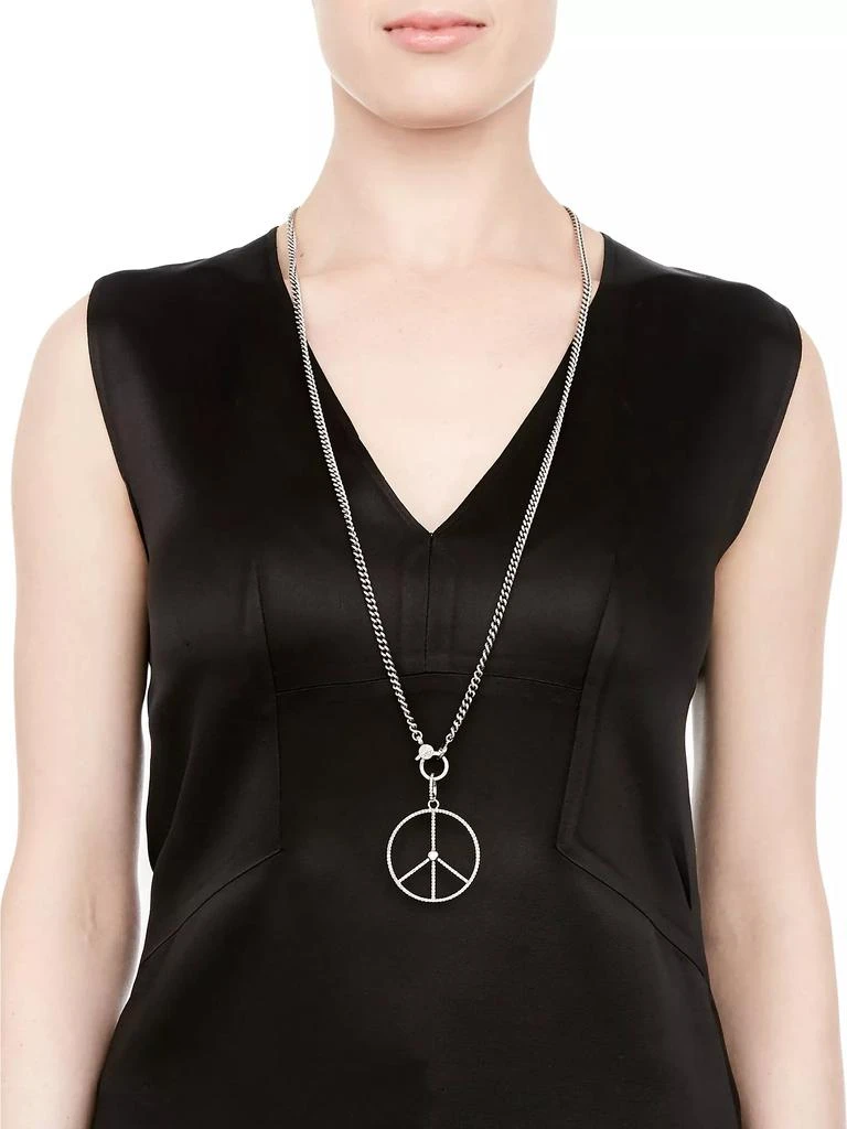 Sheryl Lowe Peace Sign Sterling SIlver & 1.72 TCW Diamond Pendant Necklace 2