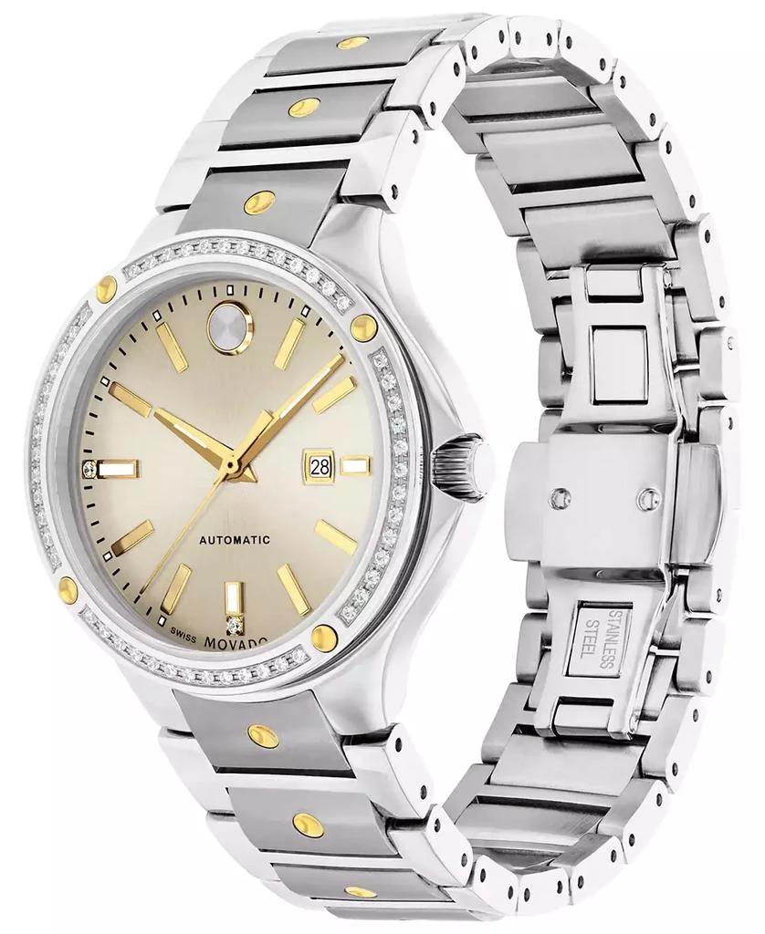 Movado Women's Se Automatic Swiss Automatic Silver-Tone Stainless Steel Yellow PVD Bracelet Watch 33mm 2