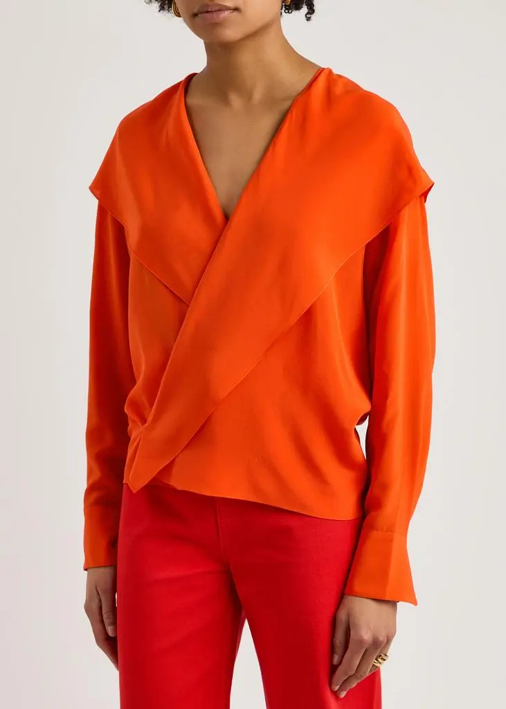 PETAR PETROV The Soul hooded silk-chiffon wrap blouse 2