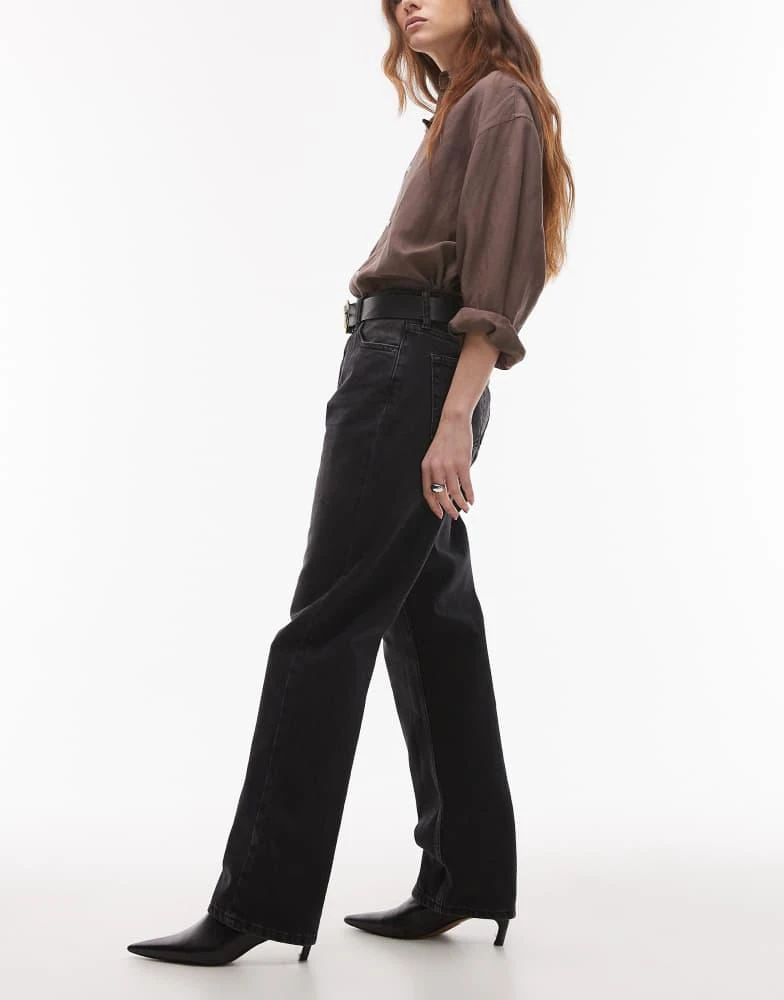 Topshop Topshop Kort high rise straight jean in washed black 3